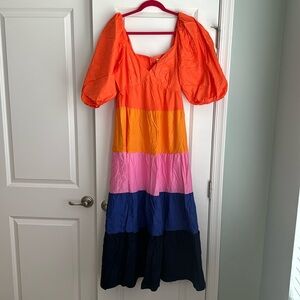 FARM RIO TIERED COLORBLOCKED MAXI DRESS